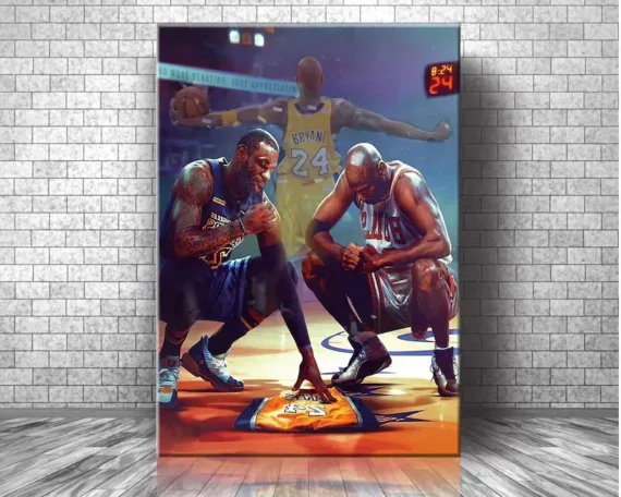 Lebron James Michael Jordan Kobe Bryant Canvas, Basketball Canvas - Daymira Store