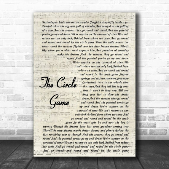 Joni Mitchell The Circle Game Vintage Script Song Lyric Poster Print