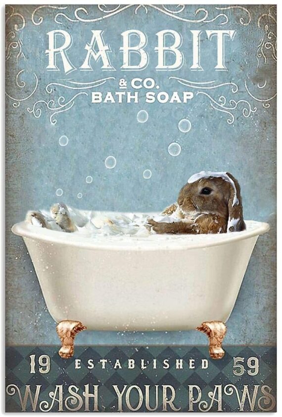 Rabbit Co Bath Soap Wash Your Paws Funny Bunny Bathroom Toilet Lover