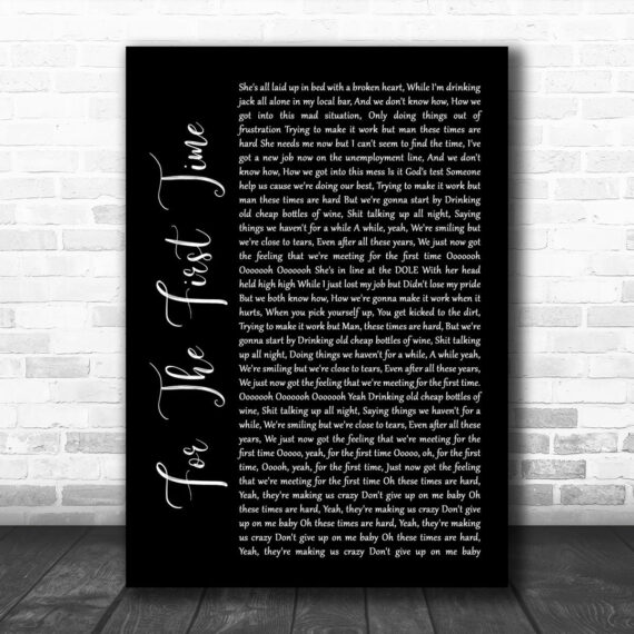 The Script For The First Time Black Script Song Lyric Wall Art Print