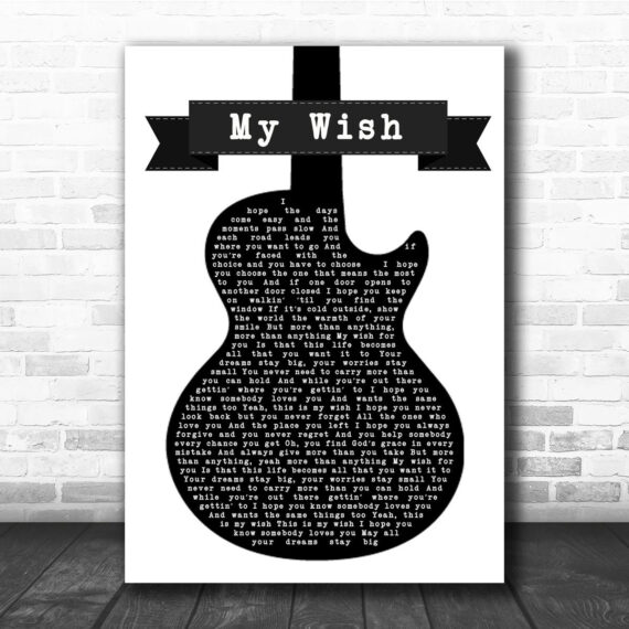 Rascal Flatts My Wish Black & White Guitar Song Lyric Music Wall Art ...