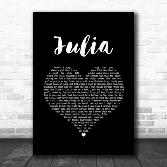 Rod Stewart Julia Black Heart Song Lyric Art Print