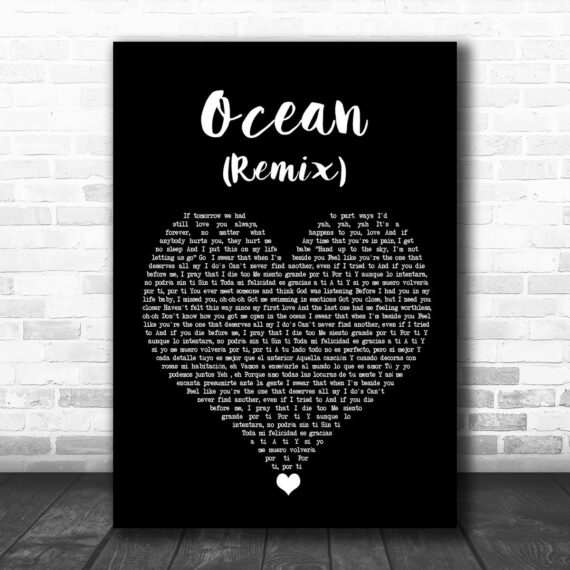 KAROL G & Jessie Reyez Ocean (Remix) Black Heart Song Lyric Wall Art Print