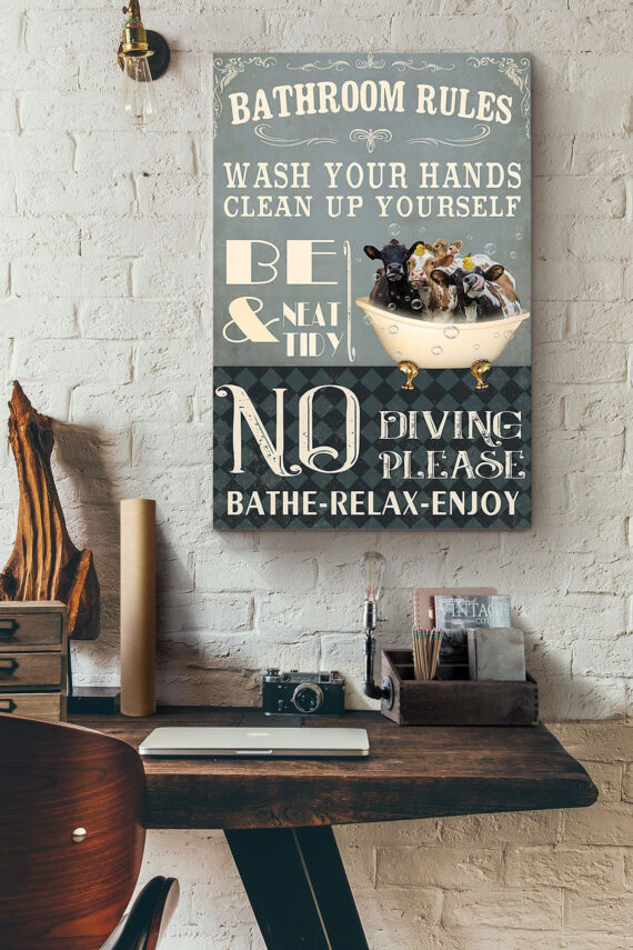 Cow – Bathroom Rules Poster – Daymira™ Wear For Everyday Pleasant