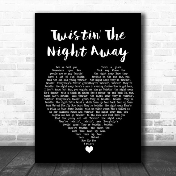 Sam Cooke Twistin' The Night Away Black Heart Song Lyric Wall Art Print