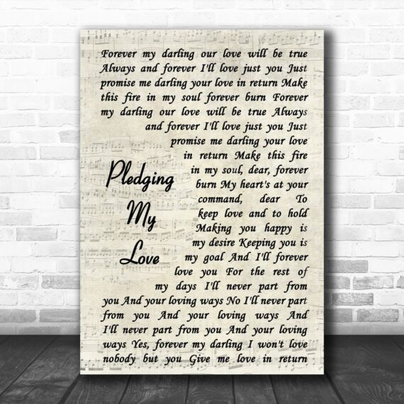 Marvin Gaye & Diana Ross Pledging My Love Song Lyric Vintage Script Music Wall Art Print