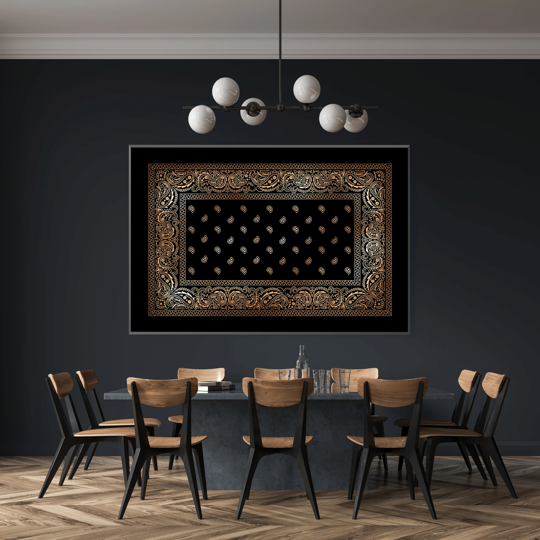 Paisley Bandana Gold Daymira Store Matte Canvas Wall Art Daymira™ Wear For Everyday Pleasant