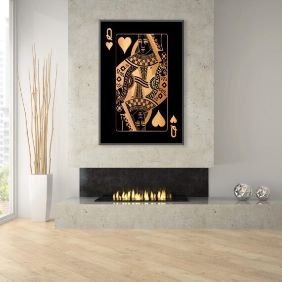 Queen of Hearts - Gold - Daymira Store Matte Canvas Wall Art