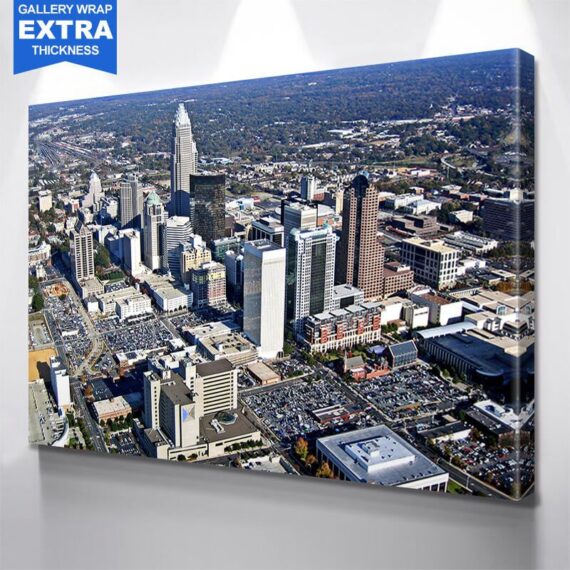 Aerial Downtown Charlotte Wall Art