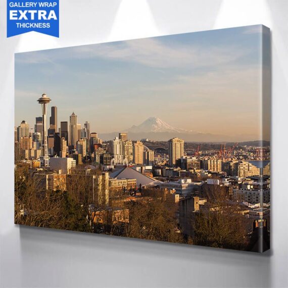 Seattle Skyline Mount Rainier Wall Art – Daymira™ Wear For Everyday ...