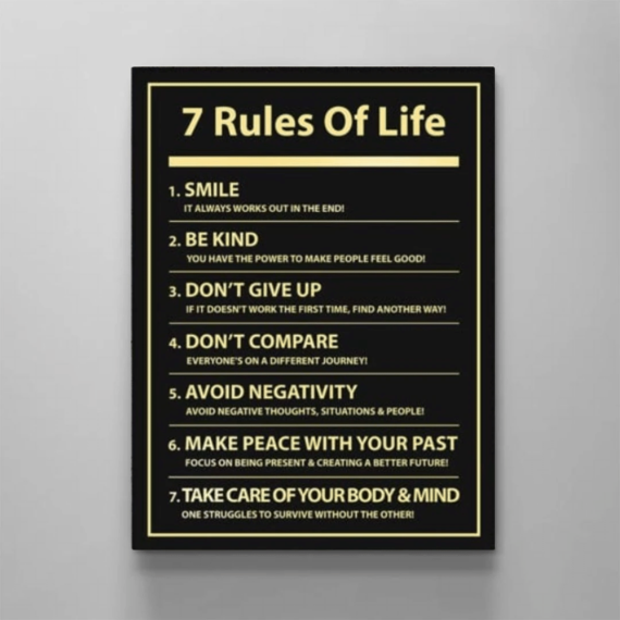 7 Rules Of Life Wall Art Motivational Modern Art Canvas Print Office ...