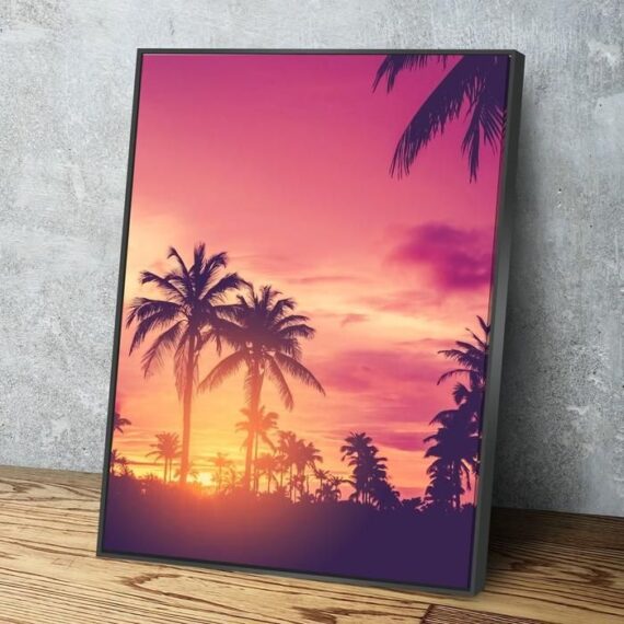 Pink Palms Vertical Wall Art Motivational Modern Art Canvas Print Office Decor