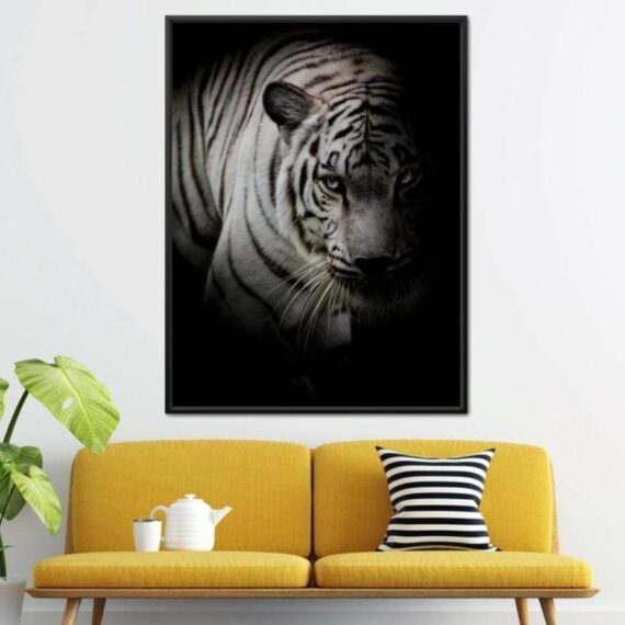 Black And White Tiger Wall Art Motivational Modern Art Canvas Print Office Decor