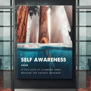 Self Awareness Wall Art Motivational Modern Art Canvas Print Office Decor