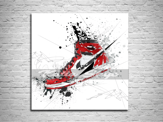 Basketball Shoes Sports Illustration Poster, Air Jordans Red ...