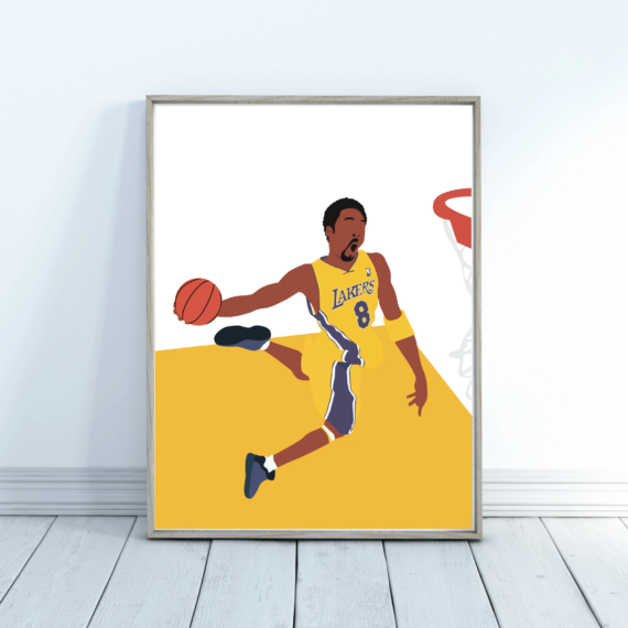 Kobe Bryant Dunk - Kobe Gifts - Kobe Bryant Print - Basketball Poster - Basketball Gifts - Minimalist Sports Art - Basketball Art