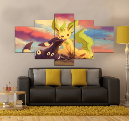 Pokemon Lover Canvas Wall Art Prints | Animated Movie 5 Piece Canvas Art Set