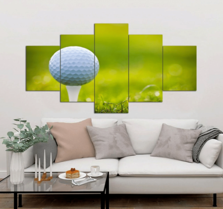 Golf Canvas Art Prints Set | Golf Lover 5 Piece Canvas Wall Art