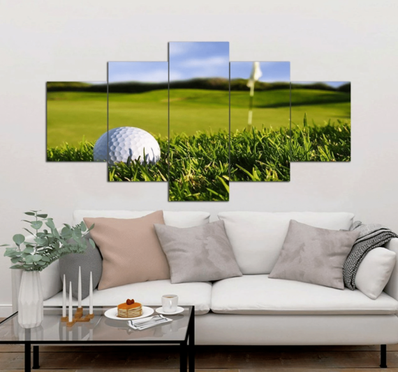 Golf Canvas Art Prints Set | Golf Lover 5 Piece Canvas Wall Art