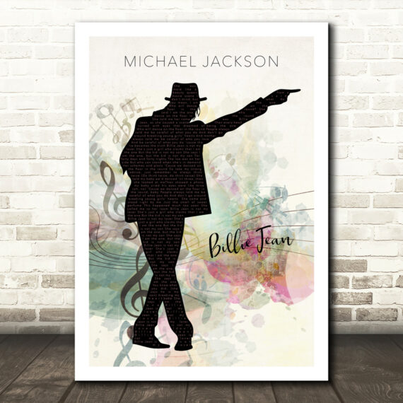 Michael Jackson Billie Jean Silhouette Music Symbols Music Song Lyric Wall Art Print