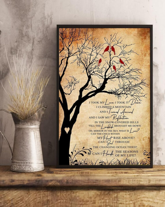 Stevie Nicks Landslide Lyrics Cardinals Wall Art Print Canvas