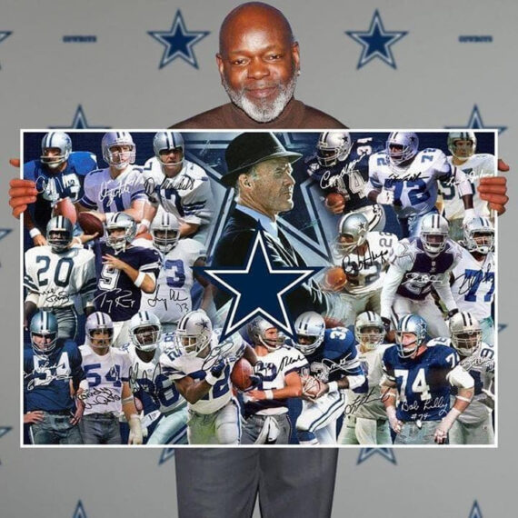 Dallas Cowboys Coach And Legend Players Signatures Wall Art Print Decor Canvas Poster Canvas