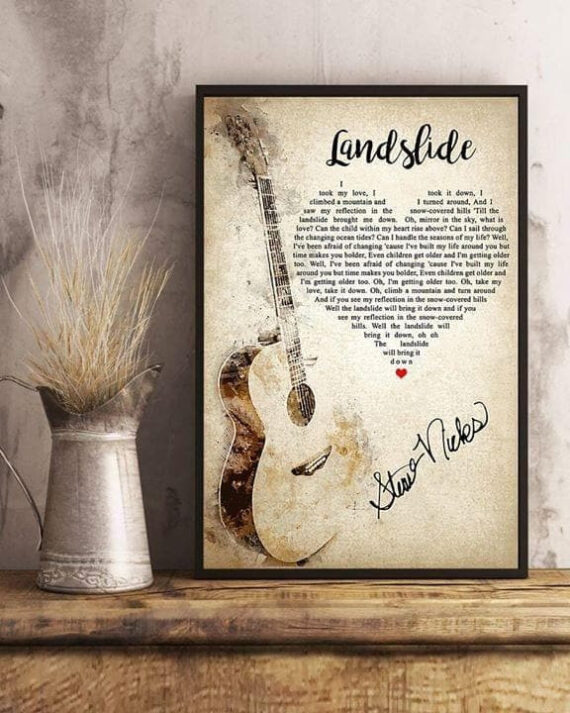 Landslide Lyrics Typography Heart Shaped Stevie Nicks Print Wall Art