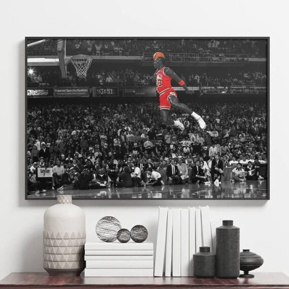 Michael Jordan Dunking Black And White Style For Fan Wall Art Print Decor Canvas Poster Canvas