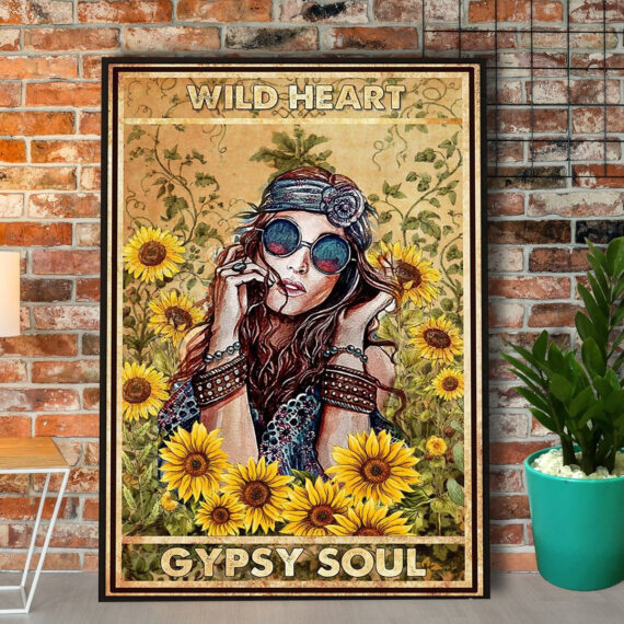 Sunflower Hippie Girl Wild Heart Gypsy Soul Canvas