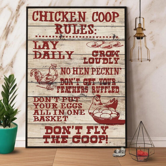 Chicken Chicken Coop Rules Don’T Fly The Coop Canvas – Daymira™ Wear ...