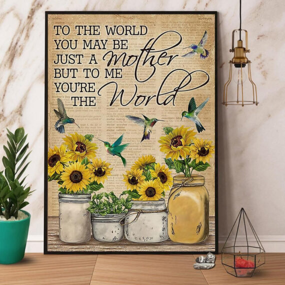 Hummingbird Sunflower To Me You'Re The World Canvas