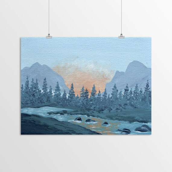 Blue And Orange Sunset by Elyse Burns - Poster