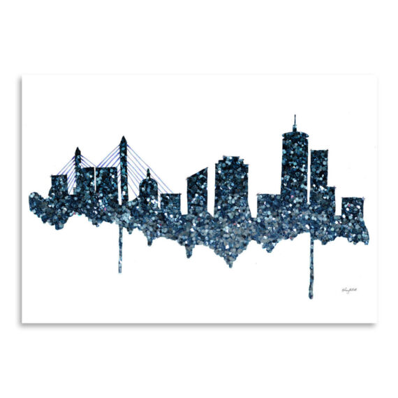 Glitter Boston Skyline by Kelsey Mcnatt - Canvas/Poster Wall Art Decor