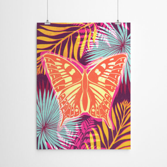 Tropical Butterfly by Annie Riker - Canvas/Poster Wall Art Decor