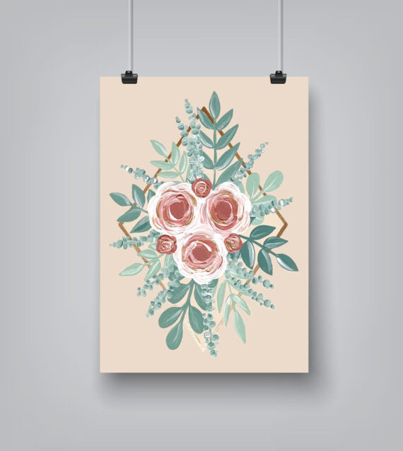 Rose Gold Diamond Roses by Elyse Burns - Poster