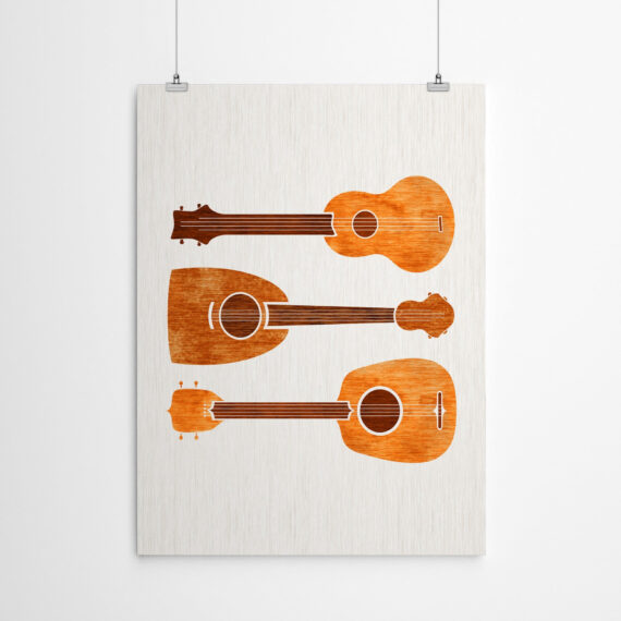 Hawaiian Ukuleles I by Modern Tropical - Canvas/Poster Wall Art Decor