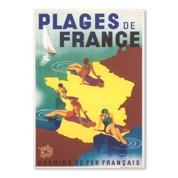 Travel Poster For Beaches Of France by Found Image Press Canvas/Poster Wall Art Decor