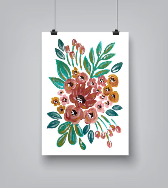 Folk Art Florals by Elyse Burns - Poster