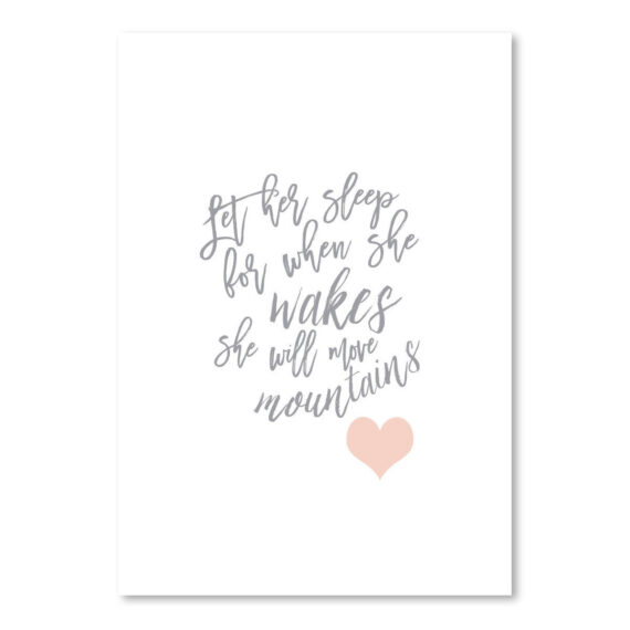 Let Her Sleep Gray Blush Heart by Wall + Wonder