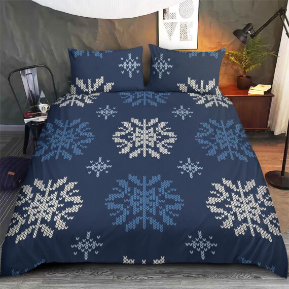 Merry Christmas With Cute Decorative Snowflakes Bedding Set