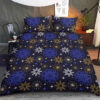 Christmas Night Glittering Snowflakes On A Black Background Bedding Set