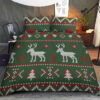 Stylized Pattern Of Reindeer And Christmas Snowflakes Bedding Set