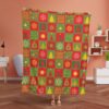 Christmas Pattern With Colorful Checkered Shapes Fleece Blanket