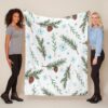 Merry Christmas, Pine Tree Pattern With White Snowflakes Fleece Blanket