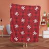 Christmas Eve Sparkling Snowflakes On A Red Background Fleece Blanket