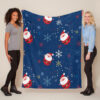 Santa Claus With Christmas Wishes On A Blue Background Fleece Blanket