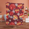 Merry Christmas With Berries Jewels On A Red Background Fleece Blanket