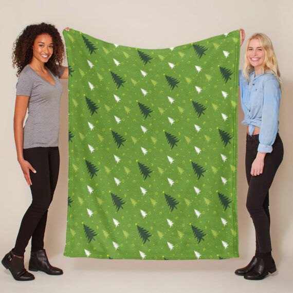 The Green And White Christmas Trees Are Interlaced To Create A Beautiful Christmas Picture Fleece Blanket