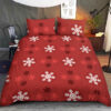 Christmas Eve Sparkling Snowflakes On A Red Background Bedding Set