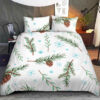 Merry Christmas, Pine Tree Pattern With White Snowflakes Bedding Set